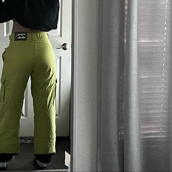 Billabong Neon Green Yellow Ski Snow Pants S - Picture 2 of 8